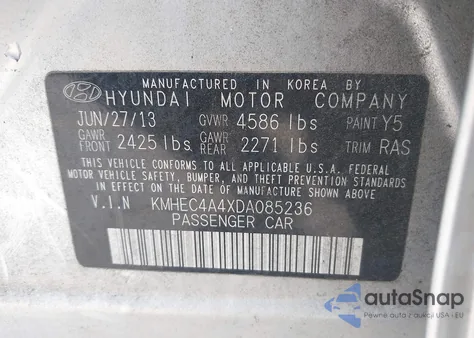 2013 Hyundai Sonata Hybrid из США, поврежденный, VIN KMHEC4A4XDA085236